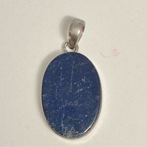 Oval Shaped Lapis Lazuli Starry Night Gemstone Pendant 925 Silver (NWOT)